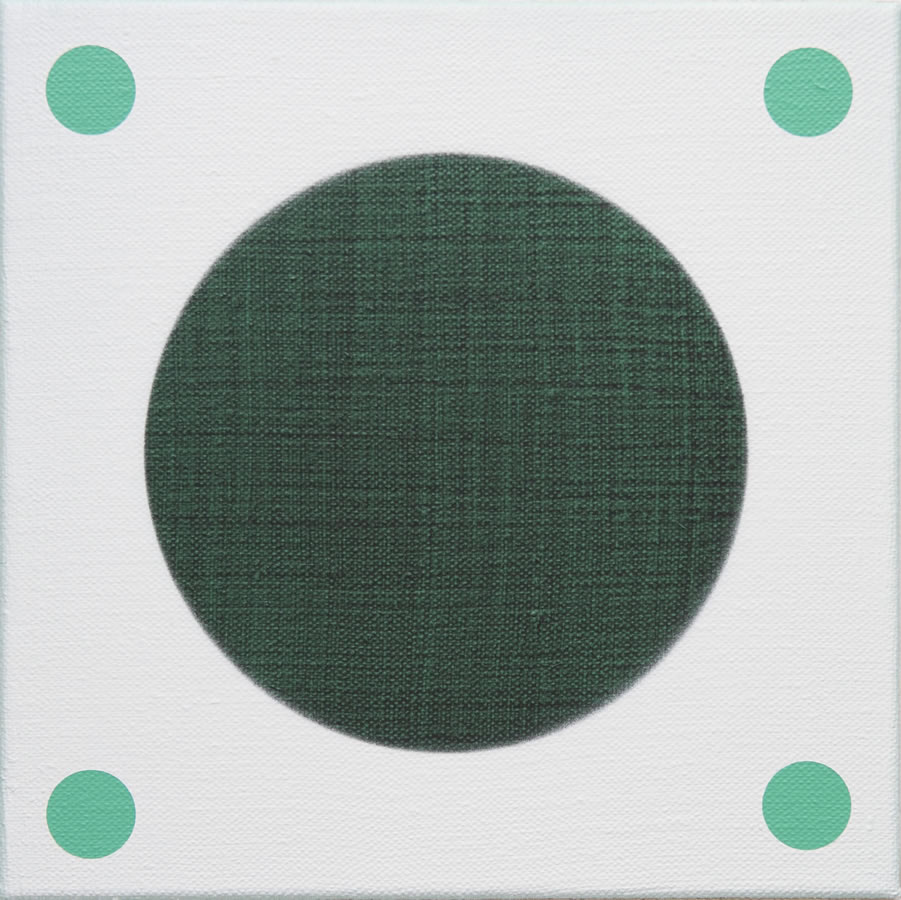 Green in Four Directions, 2016, acrylic on flax 30cm x 30cm